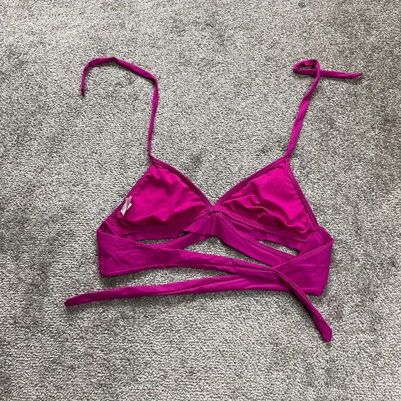 Kona Sol Swimwear Bikini Top Women Small Purple Halter Back Tie Summer Beach - Picture 2 of 10